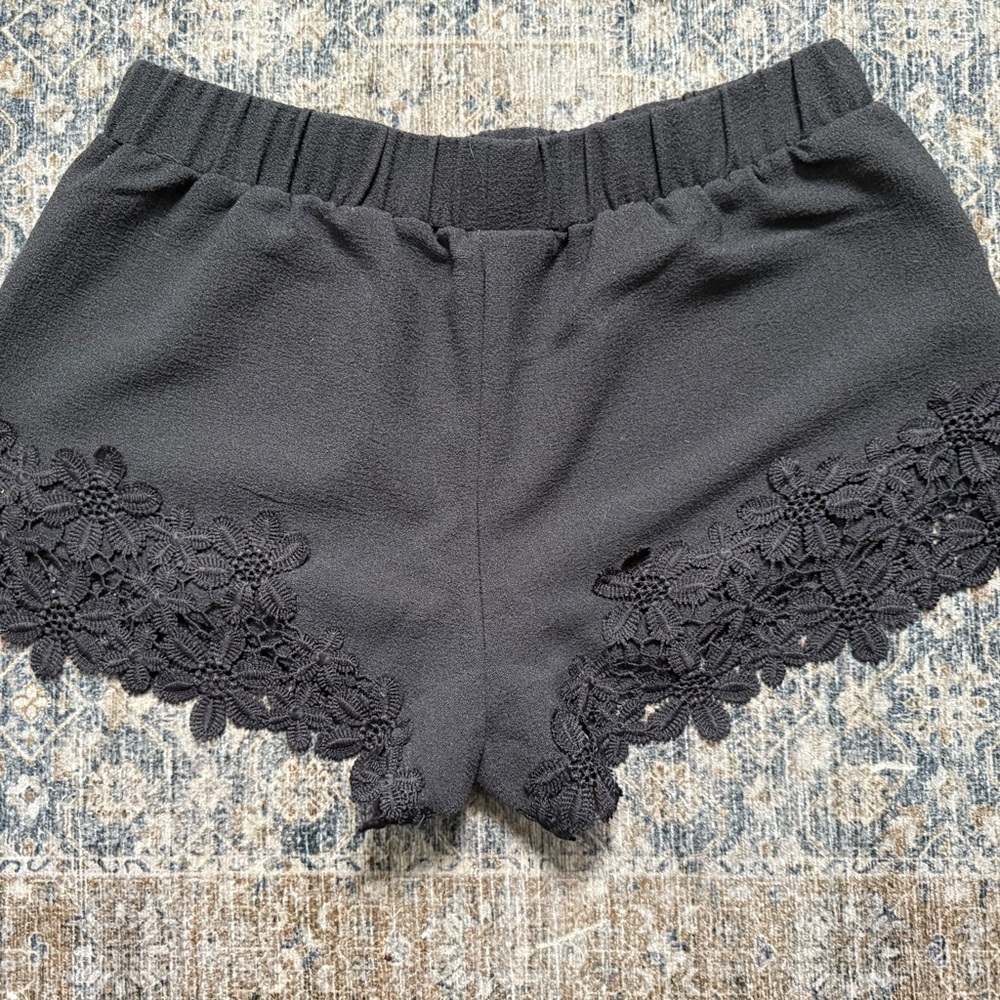 F21- Charcoal Lace Trim Shorts